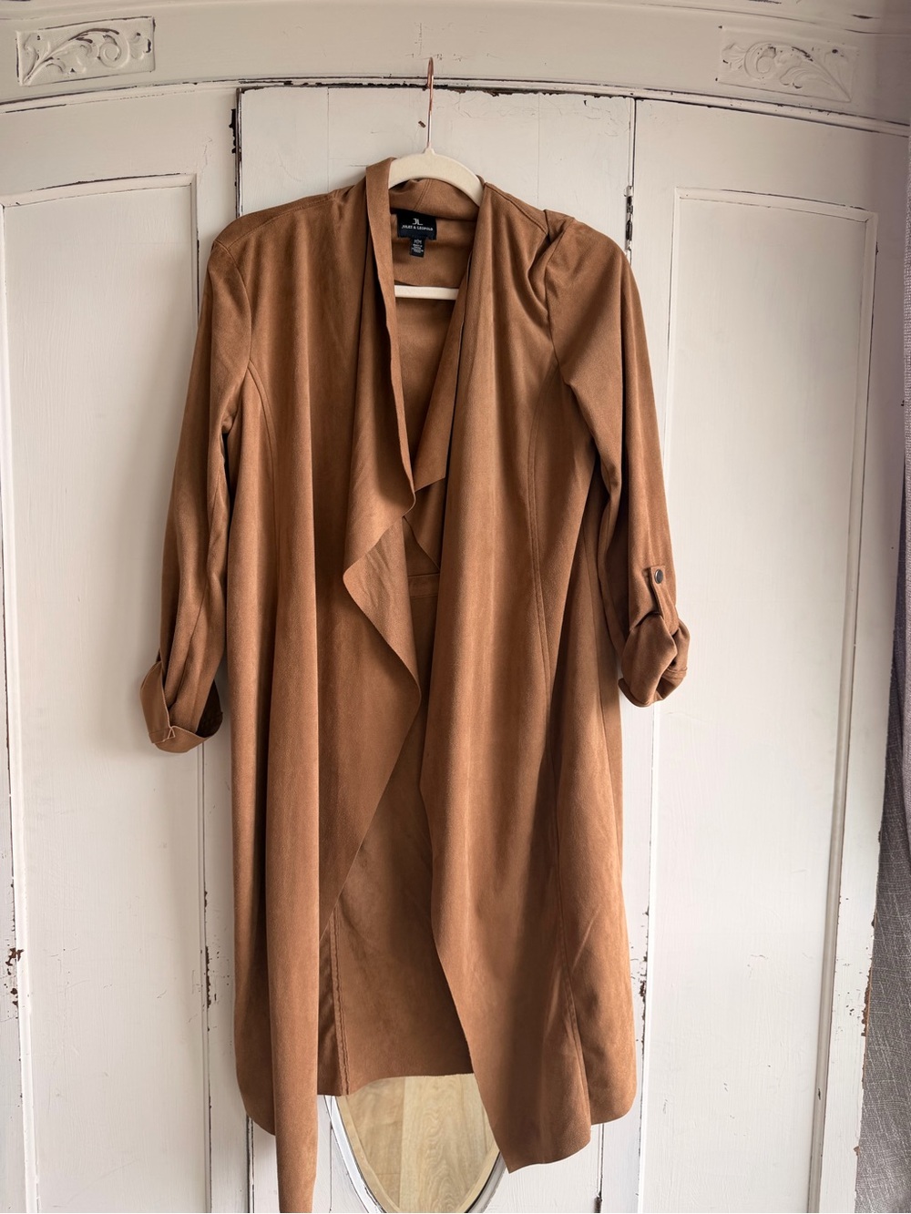 Lightweight Drape Front Trench Coat - Camel